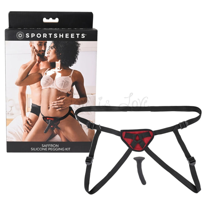 Sportsheets Saffron Silicone Pegging Kit with Adjustable Strap-On Harness & 5 Inch Dildo