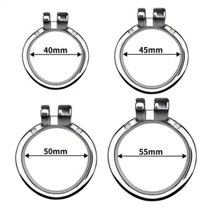 Stainless Steel Chastity Open Cage with Pole Lock with 45 mm Curved Ring #200