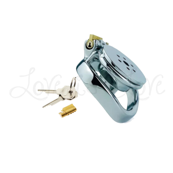 Stainless Steel Hardcore Inverted Male Chastity Cage With Curved 45mm Ring #139C
