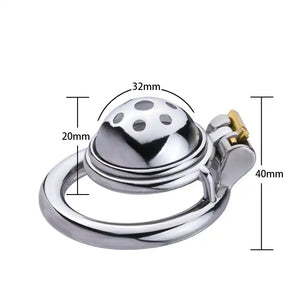 Stainless Steel Hemisphere Chastity Cage Cock with Round 45mm Ring #173