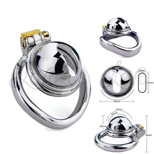 Stainless Steel Hemisphere Pee Hole Chastity Cage 45 mm #168C Buy in Singapore LoveisLove U4Ria