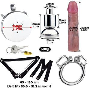 Stainless Steel Inverted Chastity Cage With Large Dildo #3176AL-B 50 MM  For Him - Chastity Devices Buy Sex Toys in Singapore LoveisLove U4Ria