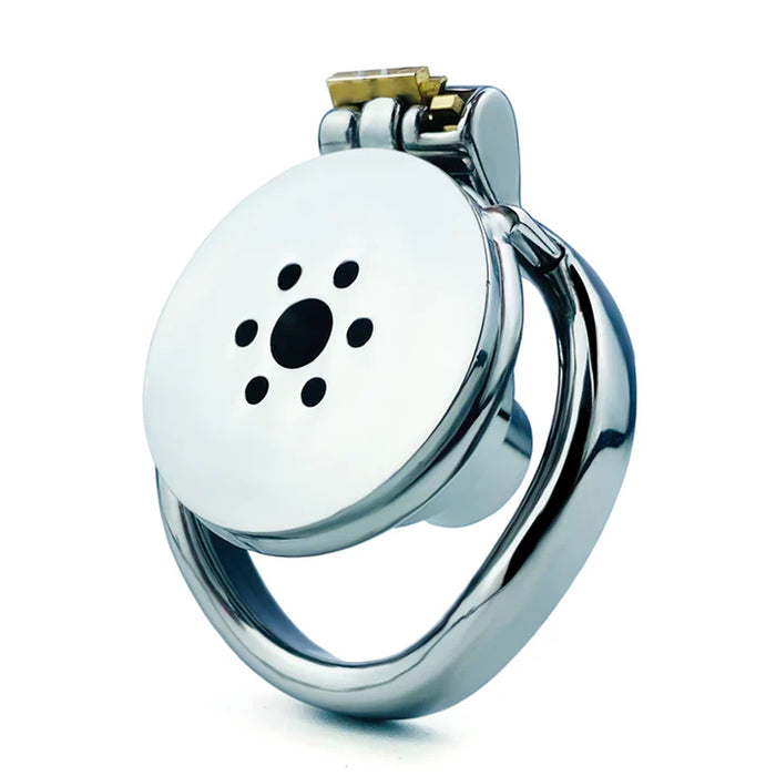 Stainless Steel Inverted Double Cylinder Flat Chastity Cage 45mm #150C