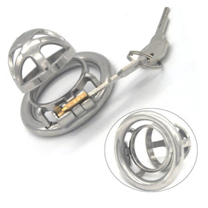 Stainless Steel Short Chastity Cock Cage #04C with 45 mm Curved Ring Buy in Singapore LoveisLove U4Ria 