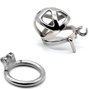 Stainless Steel Short Chastity Cock Cage #04C with 45 mm Curved Ring Buy in Singapore LoveisLove U4Ria 