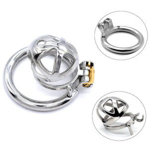 Stainless Steel Short Chastity Cock Cage #04C with 45 mm Curved Ring Buy in Singapore LoveisLove U4Ria 