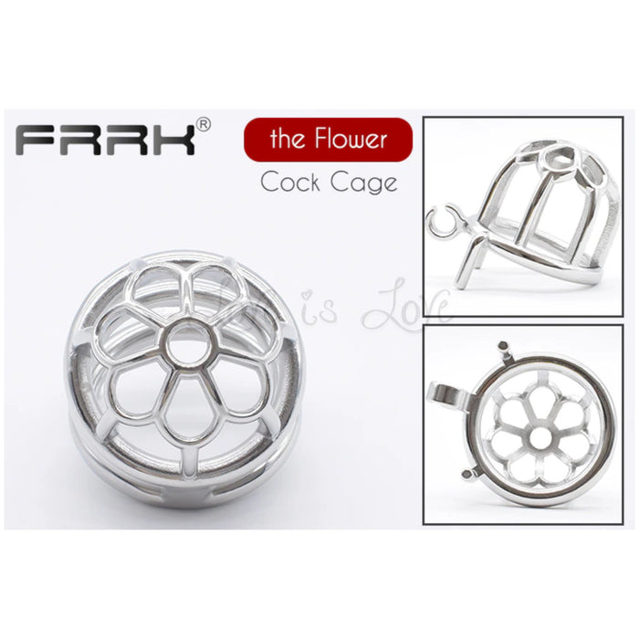 Stainless Steel Short Chastity Flower Cock Cage #01 with 45 mm Round Ring