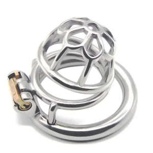 Stainless Steel Short Chastity Flower Cock Cage #01 with 45 mm Round Ring Buy in Singapore LoveisLove U4Ria 