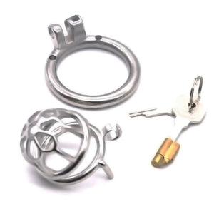 Stainless Steel Short Chastity Flower Cock Cage #01 with 45 mm Round Ring Buy in Singapore LoveisLove U4Ria 