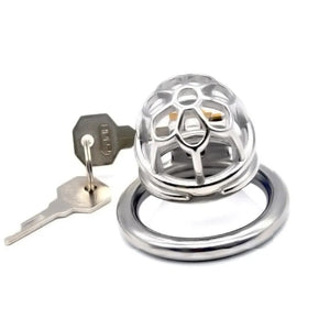 Stainless Steel Short Chastity Flower Cock Cage #01 with 45 mm Round Ring Buy in Singapore LoveisLove U4Ria 