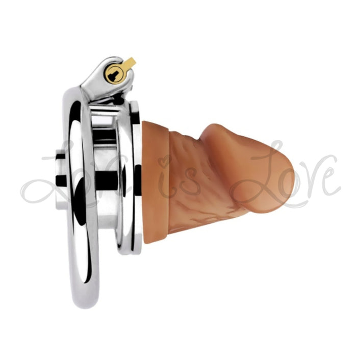 Stainless Steel Silicone Penis Inverted Chastity Cage with Catheter 45 mm #406