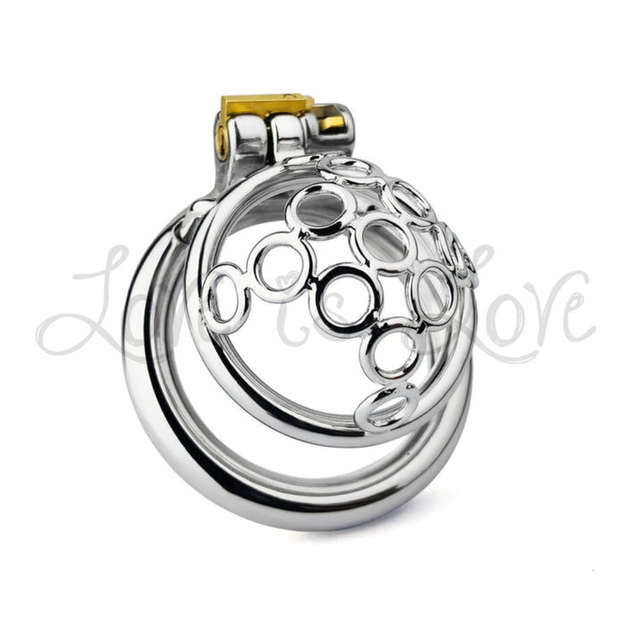 Stainless Steel Welded Circles Chastity Cage 45 mm Round Ring #172C