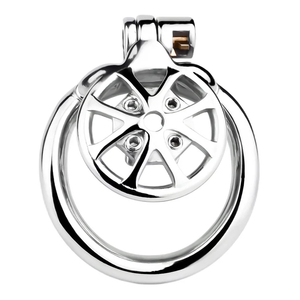 Stainless Steel Wheel Chastity Cage with Removeable Spikes and Silicone Catheter #3247 45MM For Him - Chastity Devices