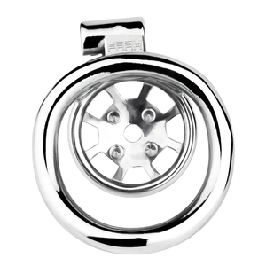 Stainless Steel Wheel Chastity Cage with Removeable Spikes and Silicone Catheter #3247 45MM For Him - Chastity Devices