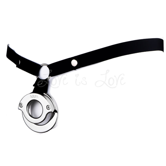 Stainless Steel Double Ring Ball Clamp Chastity Cage with Belt #293M