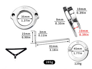 Stainless Steel Double Ring Ball Clamp Chastity Cage with Belt #293M For Him - Chastity Devices Buy Sex Toys in Singapore LoveisLove U4Ria