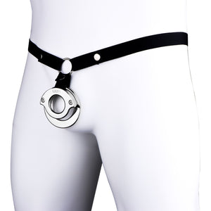 Stainless Steel Double Ring Ball Clamp Chastity Cage with Belt #293M For Him - Chastity Devices Buy Sex Toys in Singapore LoveisLove U4Ria