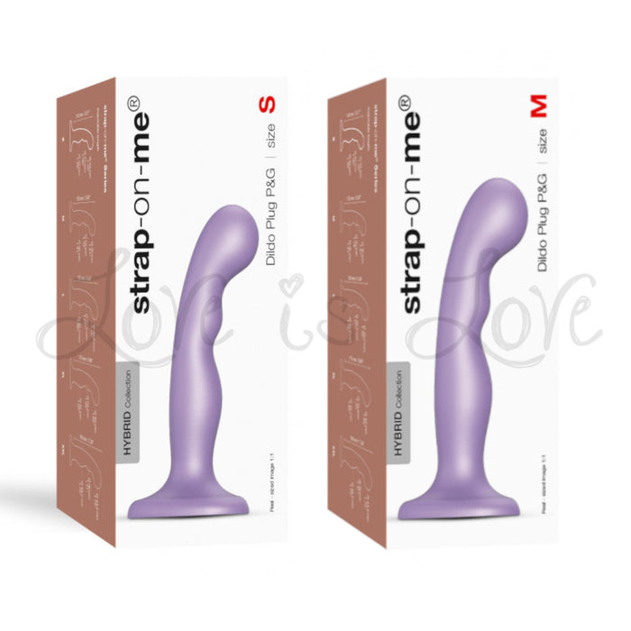 Strap-On-Me Hybrid Collection Silicone Dildo Plug P&G Metallic Lilac Size S or M