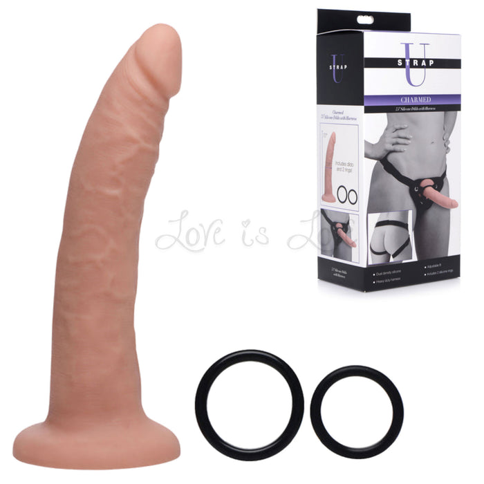 Strap U Charmed 7.5 Inch Silicone Dildo with Harness