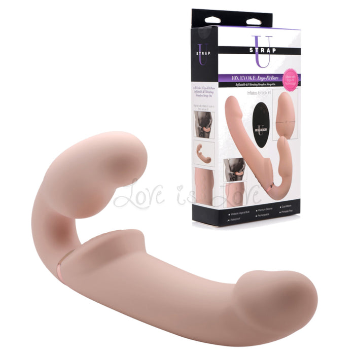 Strap U World's 1st Remote Control Inflatable Ergo-Fit Strapless Strap-On Flesh