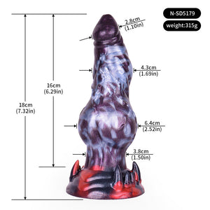 Fanged Knot Large Fantasy Silicone Dildo with Suction Cup 7 Inch