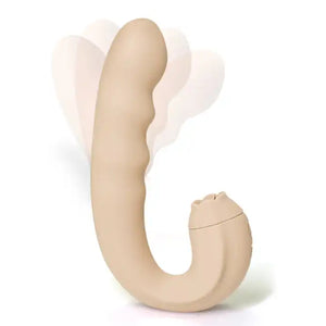 Stylish Vibes Silicone Vibrating Rotating Dildo & Licking Tongue Light Brown Buy in Singapore LoveisLove U4Ria 