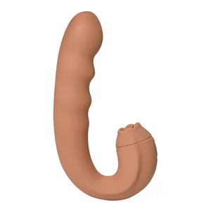 Stylish Vibes Silicone Vibrating Rotating Dildo & Licking Tongue Light Brown Buy in Singapore LoveisLove U4Ria 