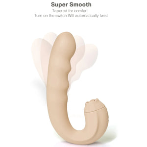 Stylish Vibes Silicone Vibrating Rotating Dildo & Licking Tongue Light Brown Buy in Singapore LoveisLove U4Ria 