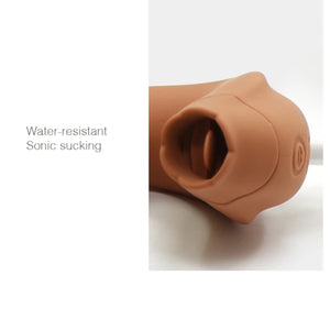 Stylish Vibes Silicone Vibrating Rotating Dildo & Licking Tongue Light Brown Buy in Singapore LoveisLove U4Ria 