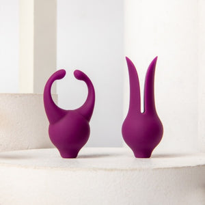 Svakom Beatrice Powerful Vibrator & Clitoral Tip Stimulator Violet With Three Attachments