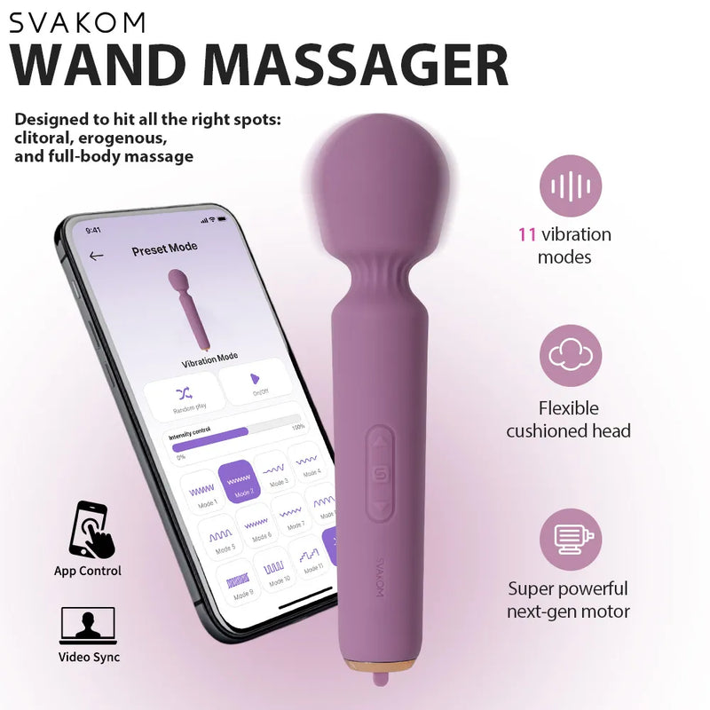 Svakom Mini Emma Neo Interactive Compact Wand Vibrator Romantic Rose ...