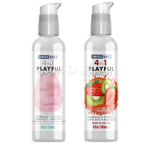 Swiss Navy 4 In 1 Playful Flavors Warming Water Based Lubricant  4 fl oz 118 ml Buy in Singapore LoveisLove U4Ria Cotton Candy or Strawberry/Kiwi or Limited Edition Sweet Hearts