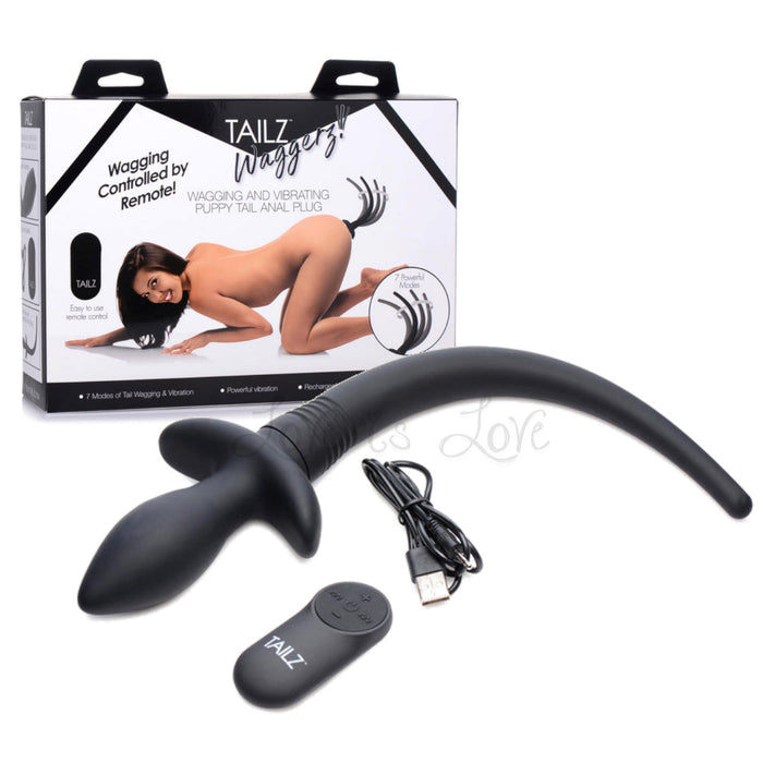 Tailz Waggerz Wagging and Vibrating Puppy Tail Anal Plug
