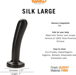 Tantus Silk Large 7.25 Inch Black or Purple Haze