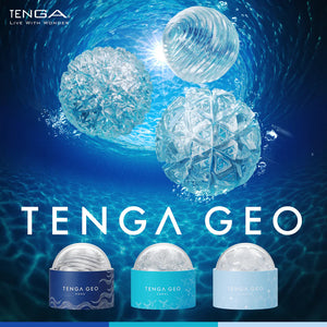 Tenga Geo Reusable Clear Stroker Masturbator transparent geometric pleasure orb design variations view