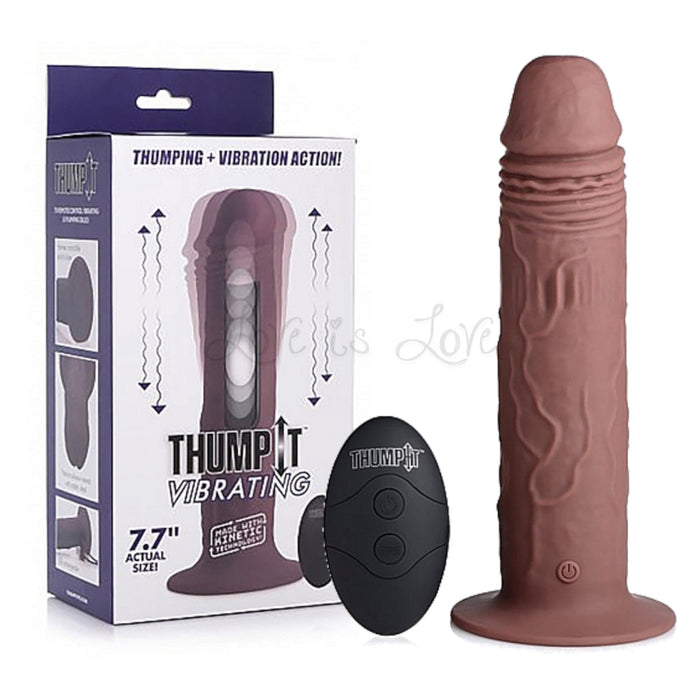 Thump It 7X Remote Control Vibrating and Thumping Dildo Tan