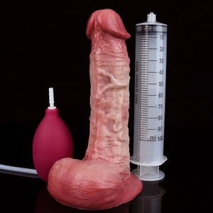 Tumosen 7.2 Inch Squirting Dual-Layer Liquid Silicone Dildo fluid reservoir system and suction base detail