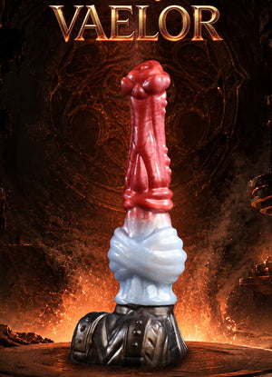 Vaelor Horse Large Fantasy Silicone Dildo 10 Inch in Crimson Silver