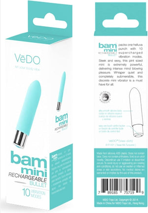 VeDO Bam Mini Rechargeable Bullet Vibrator Turquoise