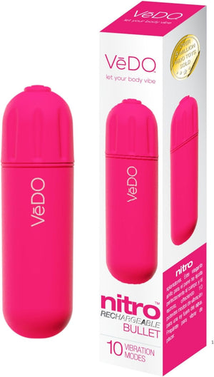 VeDO Nitro Rechargeable Bullet Vibe in Hot Pink. Buy Powerful Compact Silicone Bullet Vibrators in Singapore LoveisLove U4Ria Online Shop - Discreet Shipping