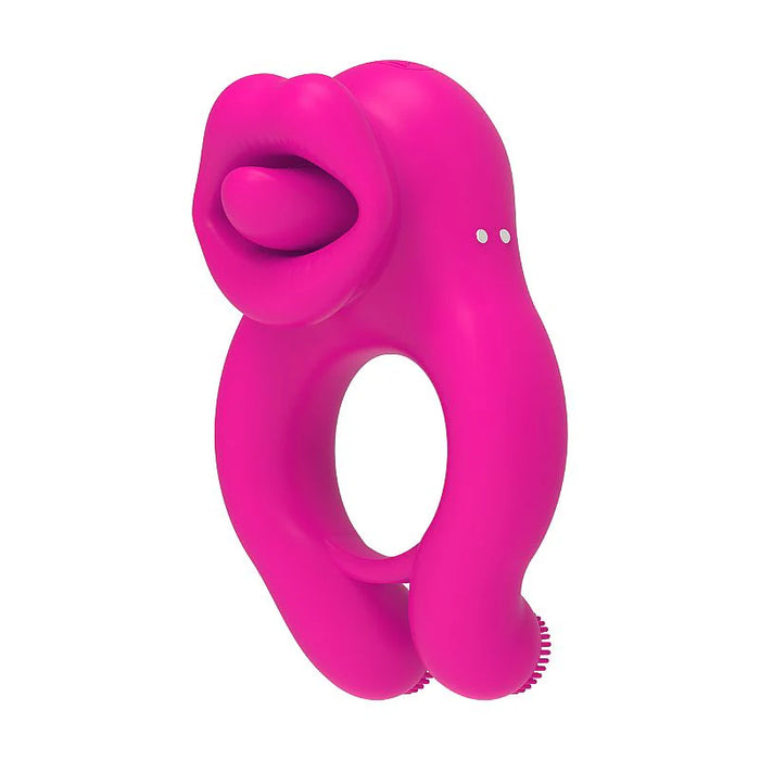 Vibrating Tongue and Ball Stimulation Cock Ring