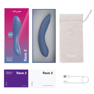 We-Vibe Rave 2 App-Controlled Silicone G-Spot Vibrator Bold Pink or Muted Blue *Free Hotter Sex Socks!