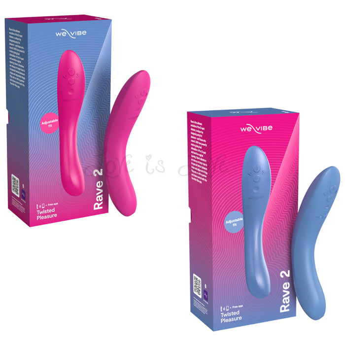 We-Vibe Rave 2 App-Controlled Silicone G-Spot Vibrator Bold Pink or Muted Blue *Free Hotter Sex Socks!