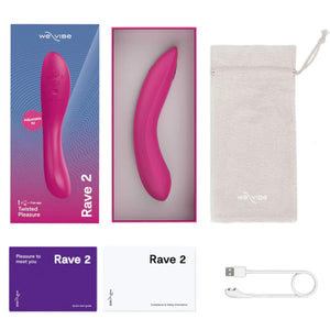 We-Vibe Rave 2 App-Controlled Silicone G-Spot Vibrator Bold Pink or Muted Blue *Free Hotter Sex Socks!