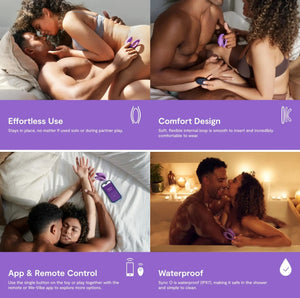 We-Vibe Sync O App-Controlled Couple Vibrator Purple or Green Velvet (Free Gift -We-Vibe Melt -Worth SGD $210)
