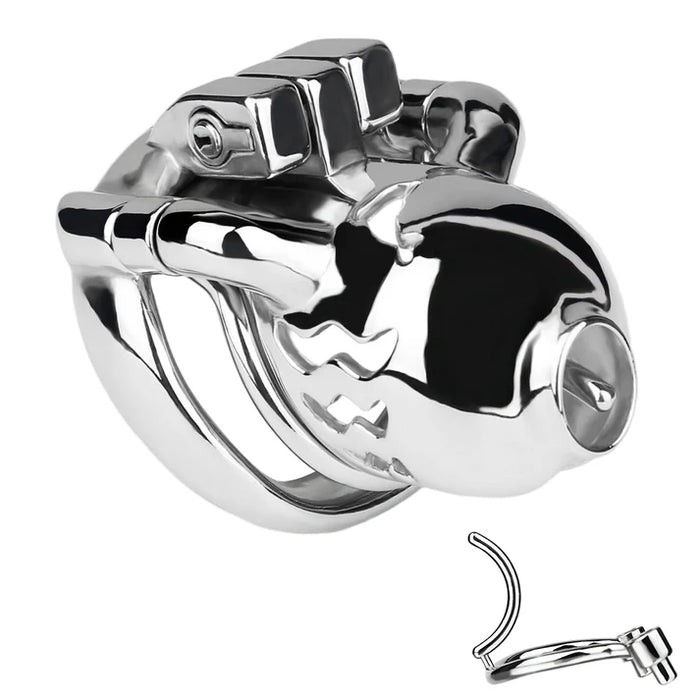 Stainless Steel Weighted Prince Albert Chastity Cage with Belt #262P