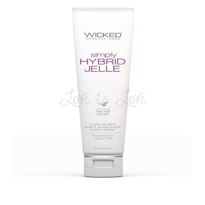 Wicked Simply Hybrid Jelle Lubricant 4oz (Enhanced with Olive Leaf Extract - Propylene Glycol Free)