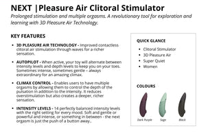 Womanizer Next Rechargeable Clitoral Stimulator with 3D Pleasure Air Technology (Free Womanizer Affirmation Cards and Boobs Necklace)