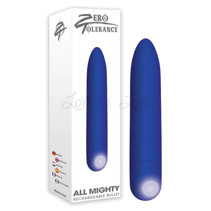 Zero Tolerance All Mighty Rechargeable Bullet Vibrator Blue