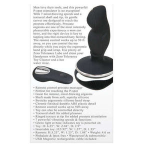 Zero Tolerance The Handyman Vibrating Prostate Massager Black Buy in Singapore LoveisLove U4Ria 